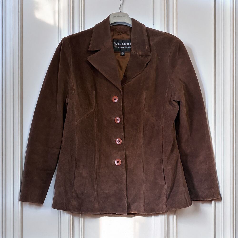 WILSONS VTG 100% Suede Leather Y2K Jacket in Brown Size L